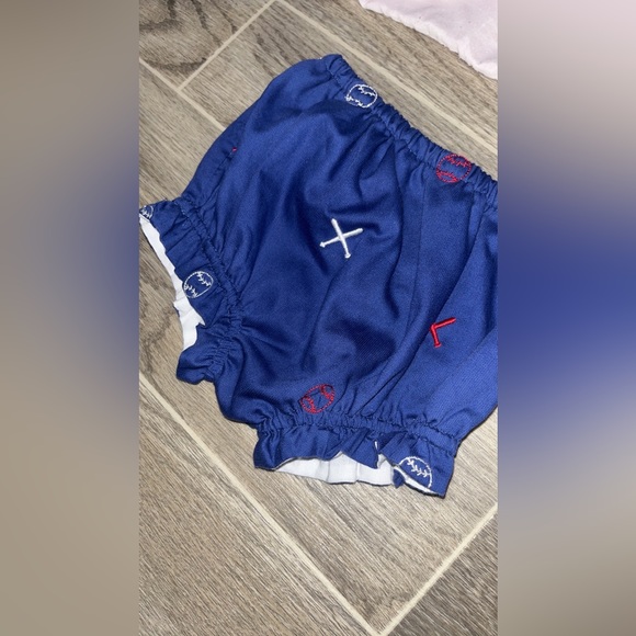 Baseball smocked bloomer set - Picture 2 of 4